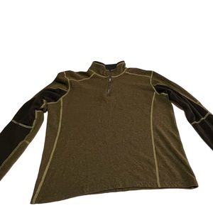 Kuhl Sweater Mens Large Green Pullover 1/4 Zip Outdoor Active Hiking